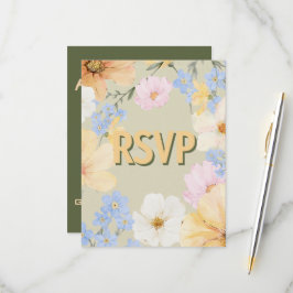 Hochzeit von Aquarellblumen RSVP Karte
