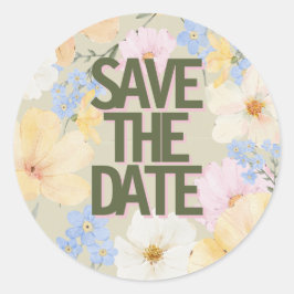 Hochzeit von Aquarellblumen Runder Aufkleber