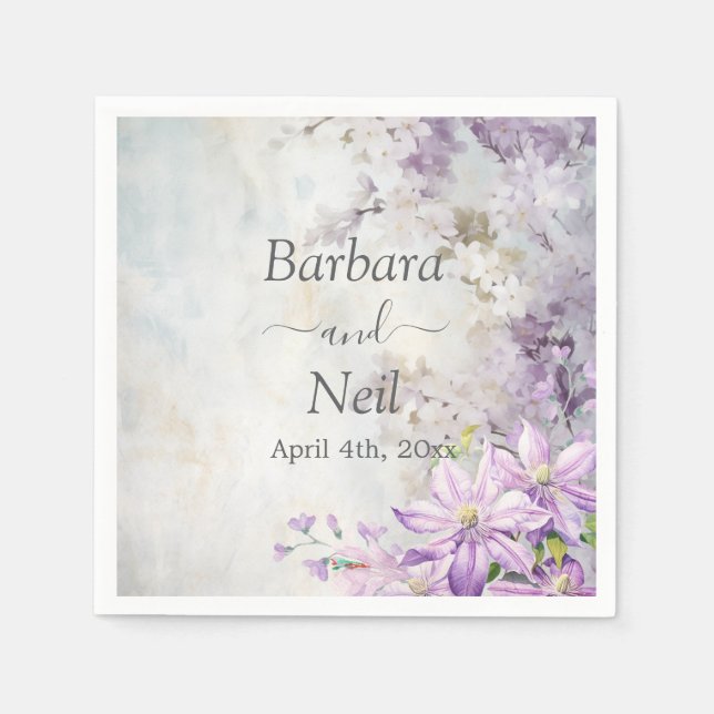 Hochzeit von Aquarellblumen Serviette (Vorderseite)