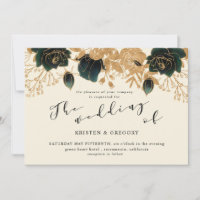 Hochzeit von Aquarellgolden und Grünen Rose
