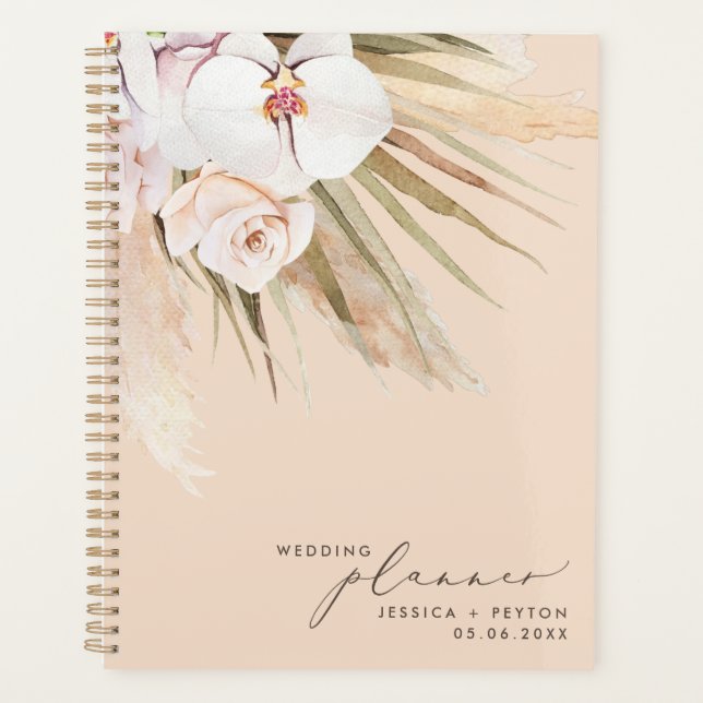Hochzeit von Aquarellpampas und Kalligrafie Planer (Vorderseite)