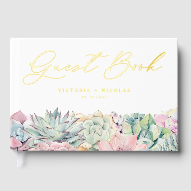 Hochzeit von Aquarellpasten Gästebuch (Vorderseite)