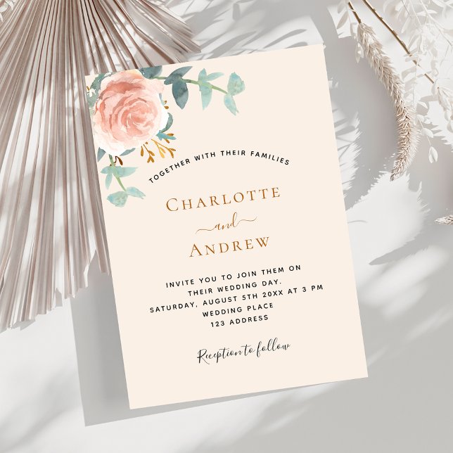 Hochzeit von beigem Rose Einladung (Von Creator hochgeladen)