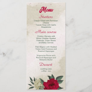 Hochzeit von blass-gelben Blumen Menükarte