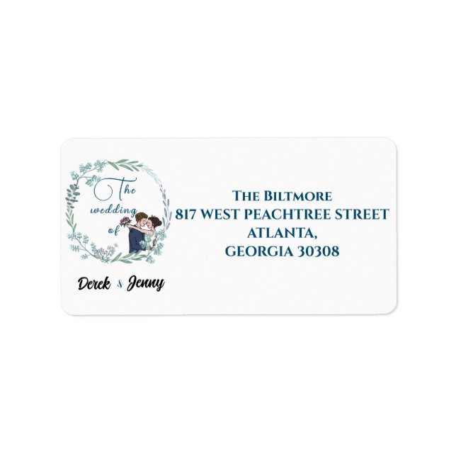 Hochzeit von Blauem Liebhaber Adressaufkleber (Vorne)