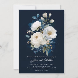 Hochzeit von Blauem und Weißem Peony Einladung