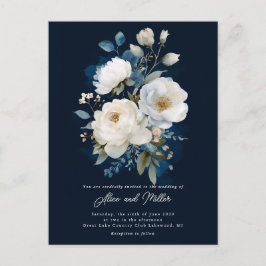 Hochzeit von Blauem und Weißem Peony Postkarte