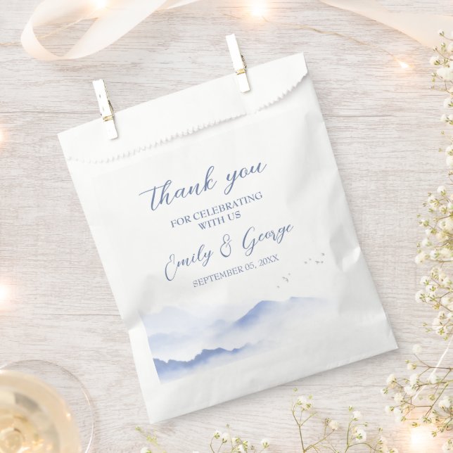 Hochzeit von Blauen Bergen und Vögeln Geschenktütchen (Ausgeschnitten)