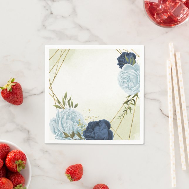 Hochzeit von blauen Marineblumen Serviette (Beispiel)