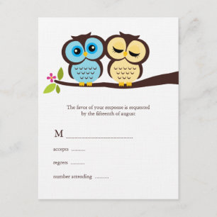 Hochzeit von Blauen und Gelben Owls RSVP Karte