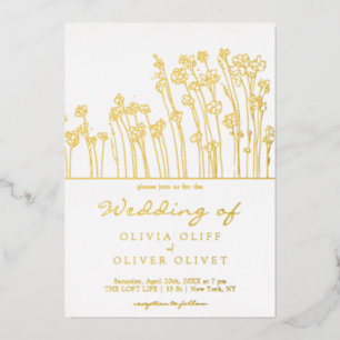 Hochzeit von blauen Wildblumen Folieneinladung