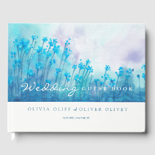 Hochzeit von blauen Wildblumen Gästebuch
