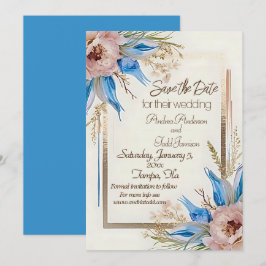 Hochzeit von Blaugras-Blume Save The Date