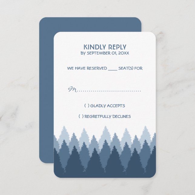 Hochzeit von Blauwald RSVP Karte (Vorne/Hinten)