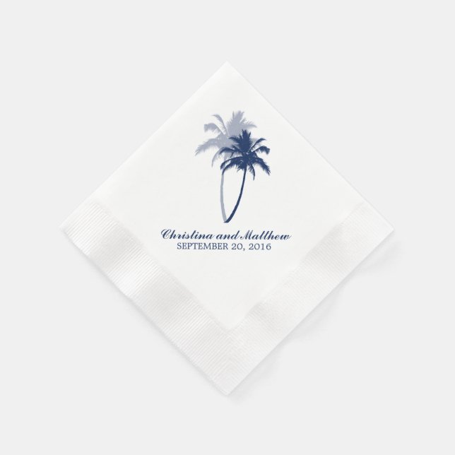 Hochzeit von Blue Palm Trees Beach Serviette (Ecke)