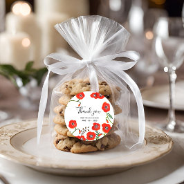 Hochzeit von Blume Red Poppies Runder Aufkleber