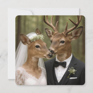 Hochzeit von Bock und Reh im Wald Einladung