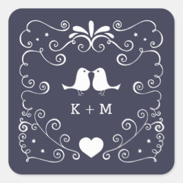 Hochzeit von Boho-Wirbel (veränderbare Hintergrund Quadratischer Aufkleber