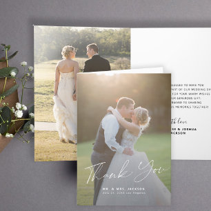 Hochzeit von Bräunungs- und Bräutigam-Foto Dankeskarte