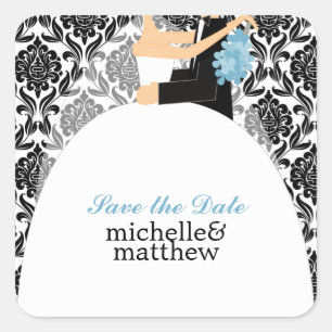 Hochzeit von Braut und Bräutigam Quadratischer Aufkleber