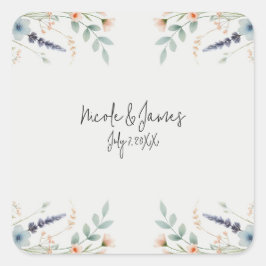 Hochzeit von Brautpavillon Wildblume Quadratischer Aufkleber