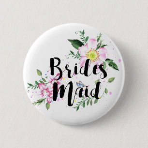 Hochzeit von Bridesmaid Pink Floral Button
