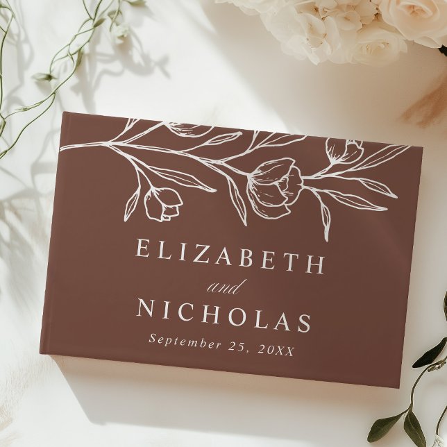Hochzeit von Brown Floral Foto Gästebuch (Von Creator hochgeladen)