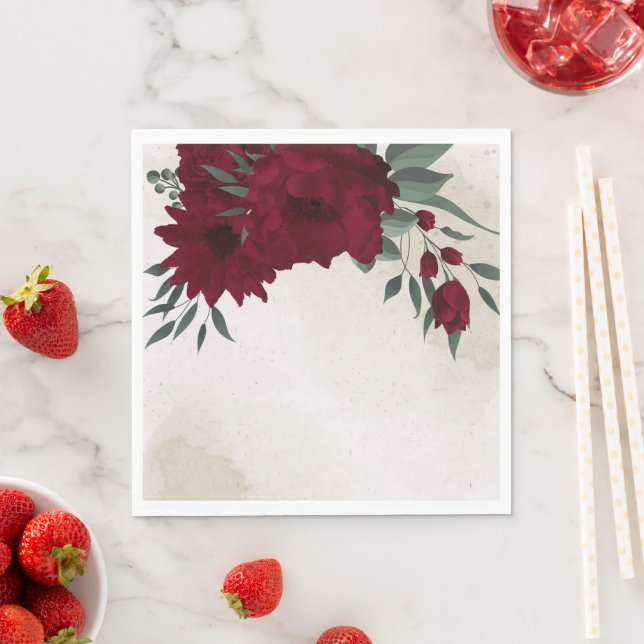 Hochzeit von Burgund Blume Serviette (Beispiel)