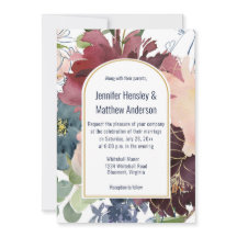 Hochzeit von Burgund, Marine, Rose und Goldflora |