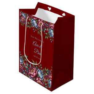 Hochzeit von Burgund Peony und Blue Rose Mittlere Geschenktüte
