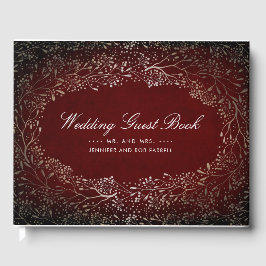 Hochzeit von Burgund Rot und Gold Floral Vintage Gästebuch