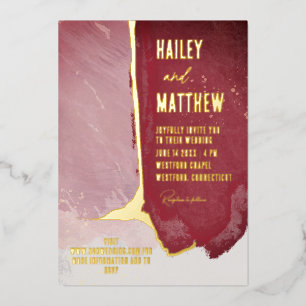 Hochzeit von Burgund und Dusty Pink Folieneinladung