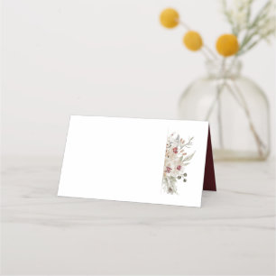 Hochzeit von Burgund und Elfenbeinblümchen Platzkarte
