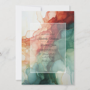 Hochzeit von Burgund, Waldgrün und Holzkohle Einladung