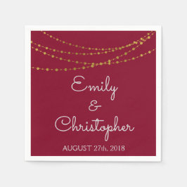 Hochzeit von Burgundy und Gold Foil String Lights Serviette