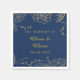 Hochzeit von Classy Navy Blue Botanical Florals Serviette