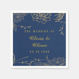 Hochzeit von Classy Navy Blue Botanical Florals Serviette