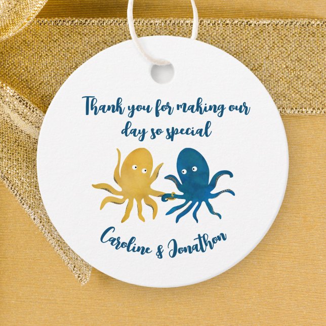 Hochzeit von Custom Funny Navy und Gold Ocean Octo Geschenkanhänger (Von Creator hochgeladen)