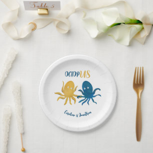 Hochzeit von Custom Funny Navy und Gold Ocean Octo Pappteller