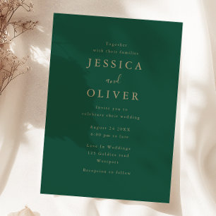 Hochzeit von Deep Forest Green & Gold Einladung