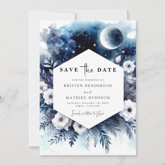 Hochzeit von Digital Chic Moonlit Save The Date (Vorderseite)