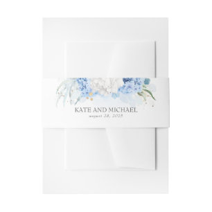 Hochzeit von dunkelblauen und weißen Blumen Einladungsbanderole