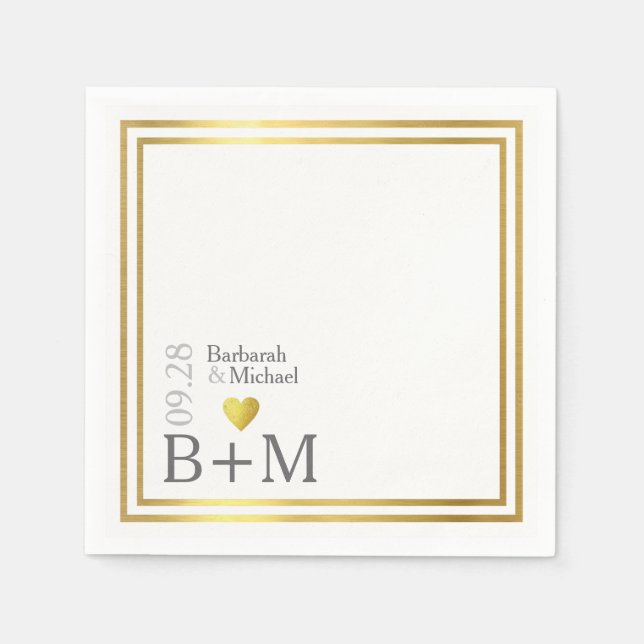 Hochzeit von Elegant Napkins (Namen und Initialen) Serviette (Vorderseite)