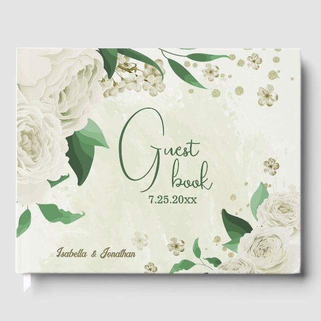 Hochzeit von Elfenbein-Blume Gästebuch (Vorderseite)