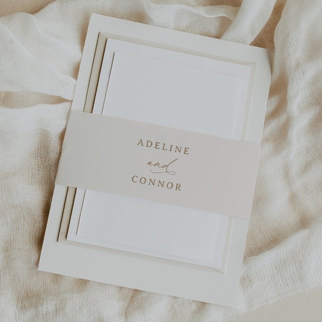 Hochzeit von Elfenbein und Goldkalligrafie Einladungsbanderole (Von Creator hochgeladen)