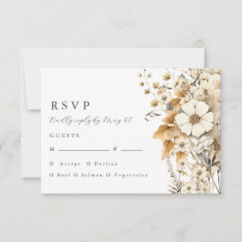 Hochzeit von Elfenbein-Wildblume RSVP Karte
