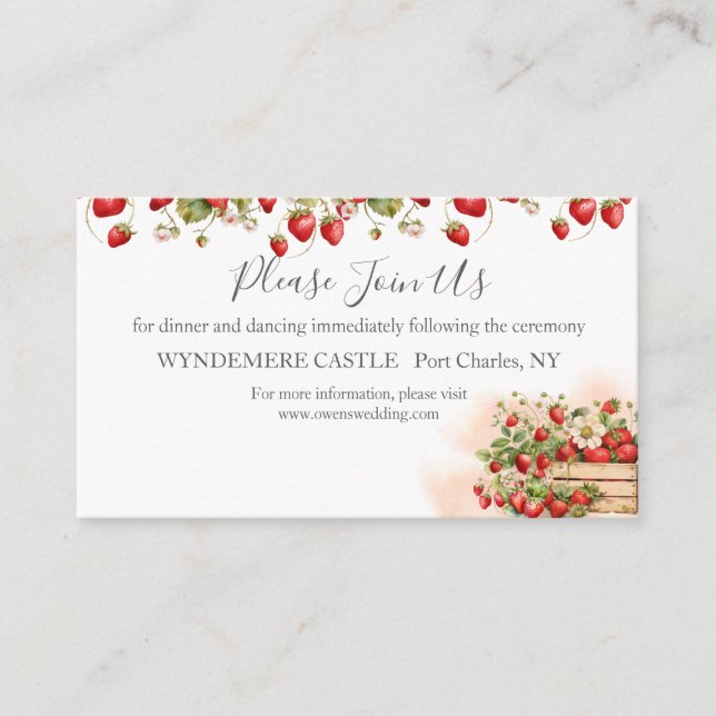 Hochzeit von Erdbeeren Begleitkarte (Vorderseite)