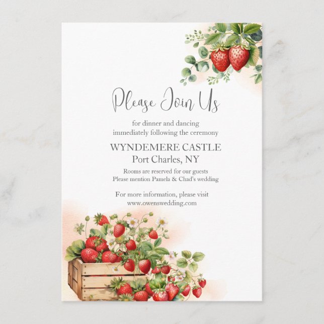 Hochzeit von Erdbeeren Begleitkarte (Vorderseite)