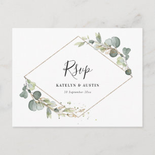 Hochzeit von Eukalyptus-Watercolor RSVP Postkarte