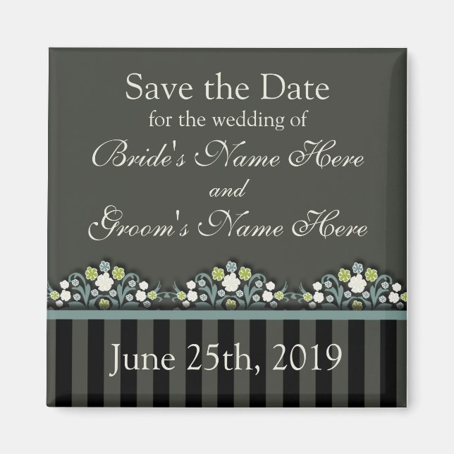 Hochzeit von Floral Save the Date Magnet (Vorne)